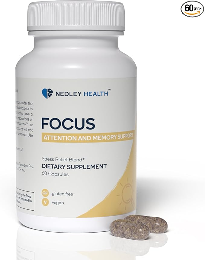 Focus - Premium Cognitive Enhancement Supplement with Natural Nootropics - Memophenol Bacopa &amp DMAE - 60 Veggie Capsules (Focus)