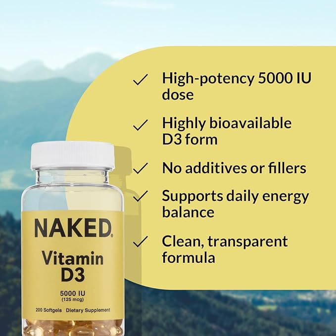 Naked Iron 65mg (60 Capsules) &amp Vitamin D3 5000 IU (200 Softgels) – Complete Energy Immunity &amp Bone Health Bundle Non-GMO &amp Gluten-Free
