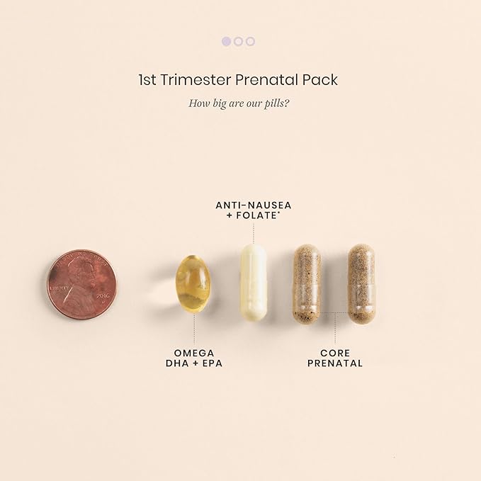 Perelel 1st Trimester Prenatal Pack Multivitamin with Folate Vitamin D Omega 3 Iron &amp Ginger Nutritional Support for Early Pregnancy Soy &amp Gluten Free Non GMO 30 Daily Pill Packs
