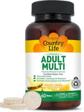 Country Life Adult Chewable Multivitamin with Coenzyme B-Vitamins Antioxidants Minerals Pineapple-Orange Flavor - Supports Energy Metabolism and Immune Health Gluten Free - 60 Wafers