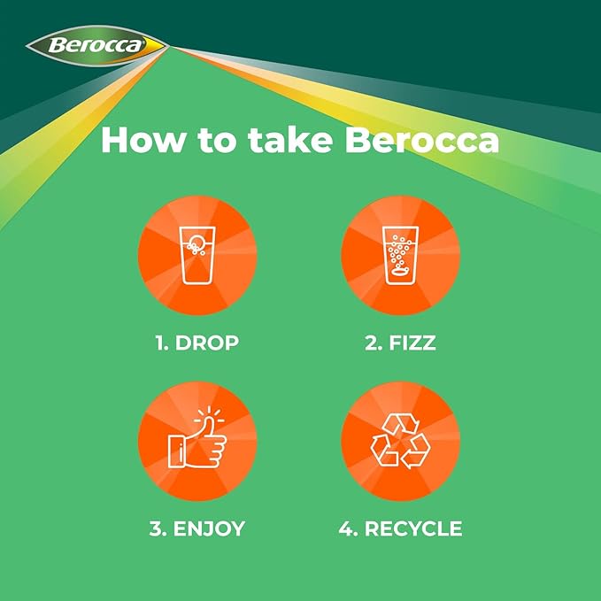 Berocca Energy Vitamin B &amp C Orange Flavour Effervescent Tablets 60 Pack