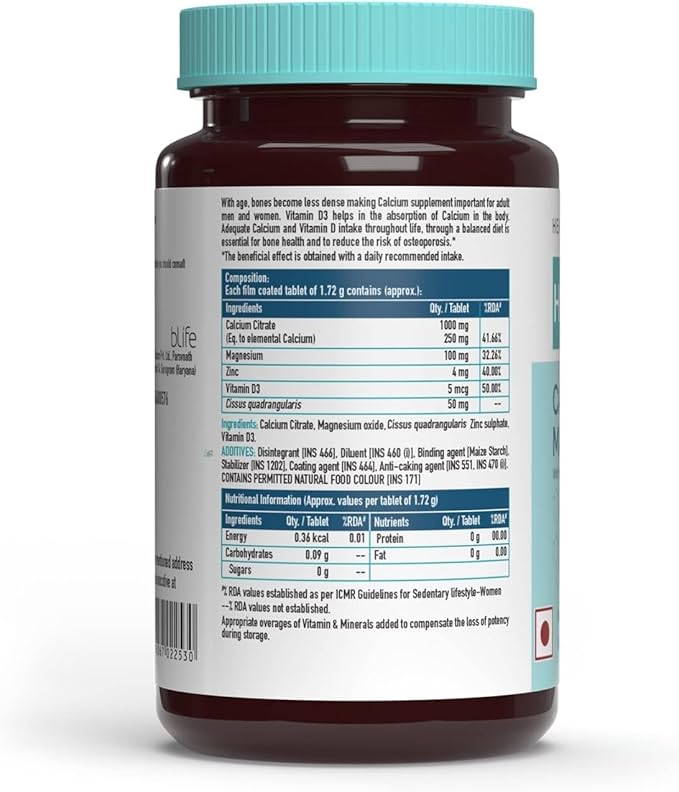 Generic AA Calcium Magnesium &amp Zinc Tablets with Vitamin D3 Calcium Supplement for Women and Men for Bone Health &amp Joint Support 60 Calcium Tablets