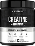 Jacked Factory Creatine + Glutamine - Creatine Supplement with L-Glutamine for Muscle Recovery Muscle Growth Increased Strength Enhanced Energy Output and Gut Health - 30 Servings Unflavored