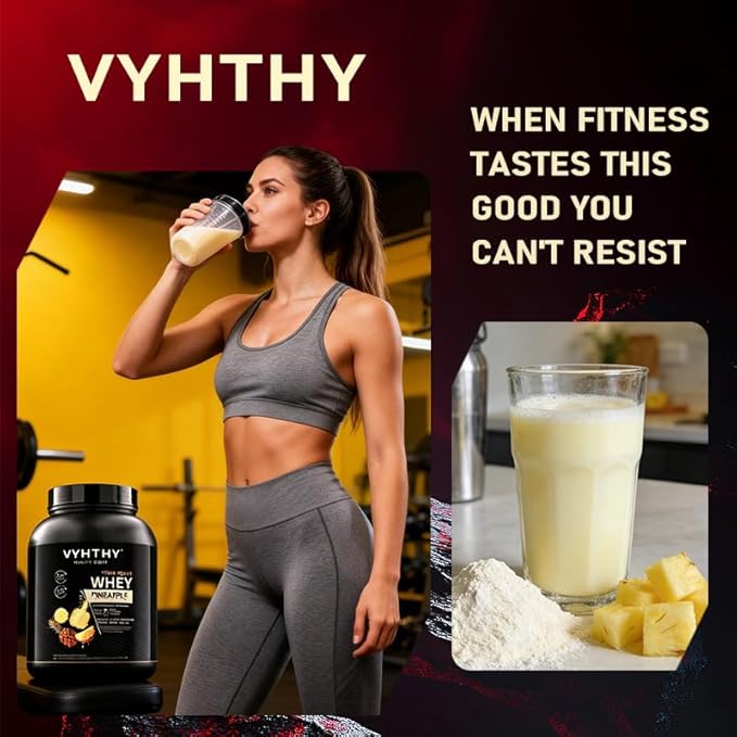Pineapple Flavored Whey Protein Powder24g Protein per Serving Fast-Absorbing Concentrated whey Protein Low Sugar Gluten-Free Natural Flavor 3.5lbs(56oz)