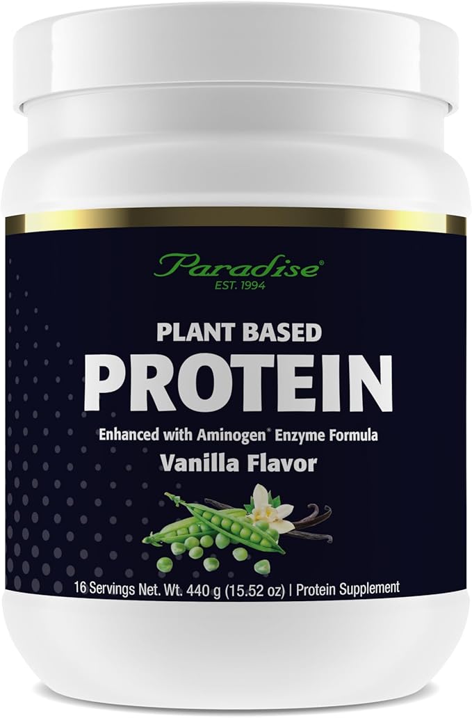 Paradise Herbs Certified Organic Pea Protein Powder Vanilla Flavor Vegan Gluten Free Non-GMO Keto Paleo 15 Servings 15.87 oz