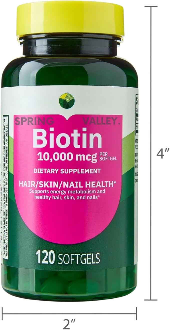 Biotin Hair/Skin/Nails Health Dietary Supplement Softgels Spriing Vallley 10000 mcg - 120 Count (Pack of 1)