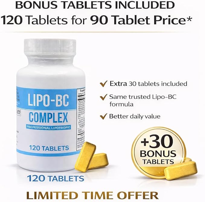 Lipo BC Lipo B-Complex 90 Tablets. New Label with Best by Date Same Formula.