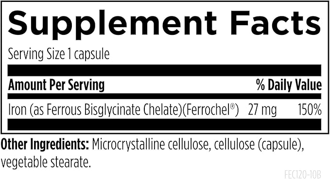Designs for Health Iron – Vital for Energy Production Immune &amp Brain Health High Absorption Ferrochel Chelated Iron for Women &amp Men as Ferrous Bisglycinate Chelate – Pregnancy Safe (120 Vega