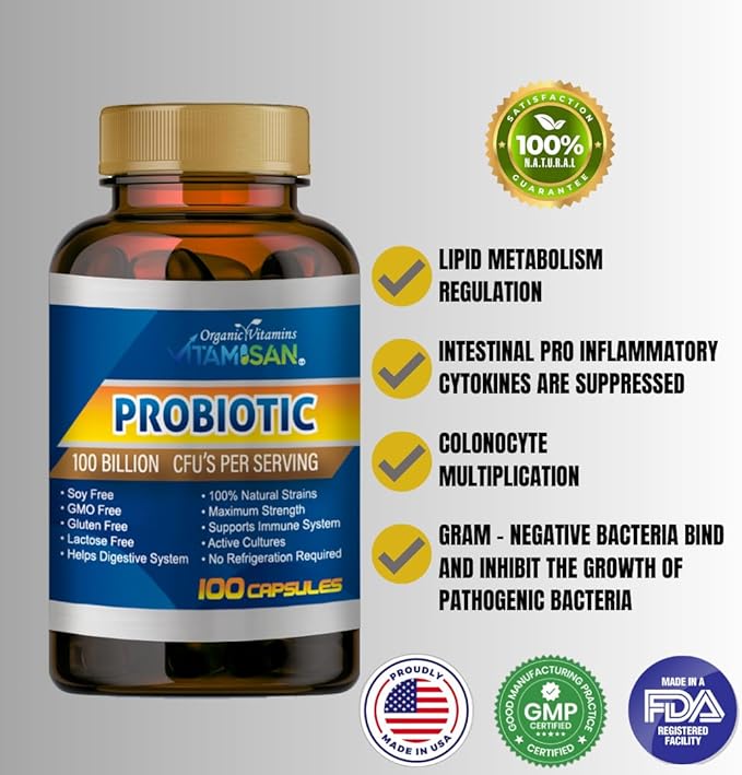 Probiotic Supplement 2 Pack100 Billion CFUs 200 Capsules.