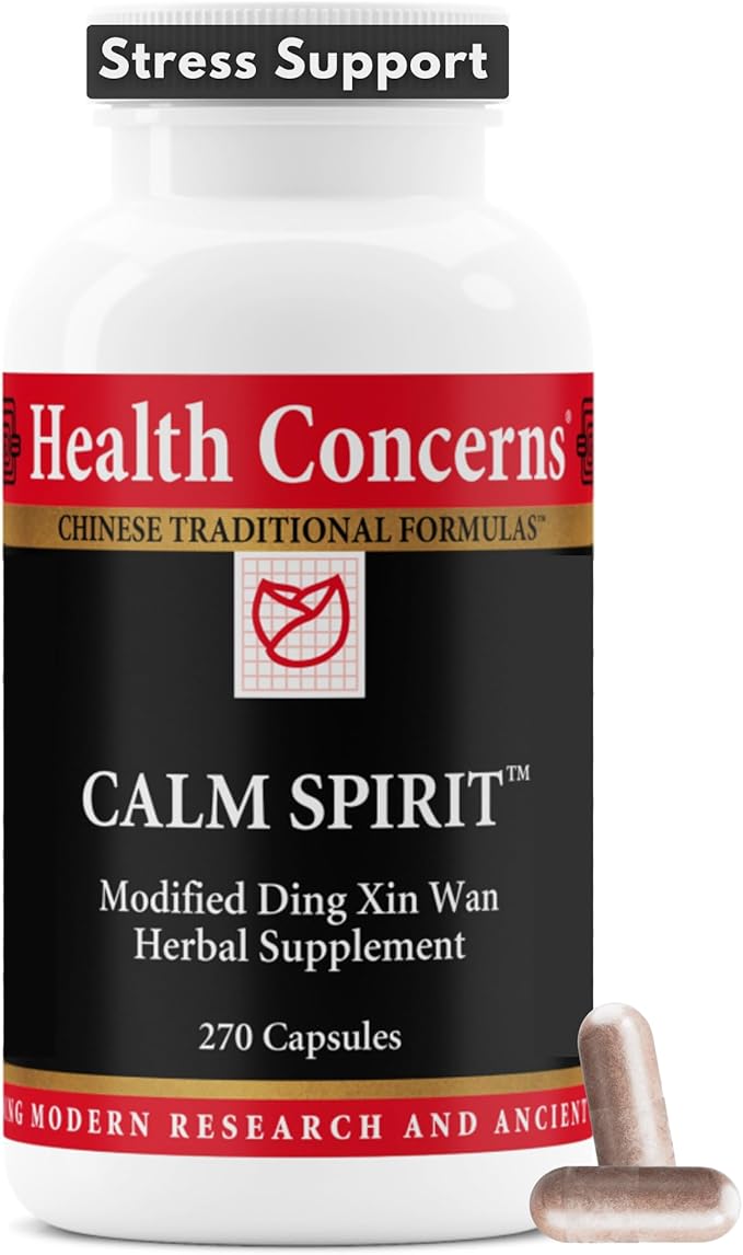 Health Concerns Calm Spirit - Stress Relief Supplement with Chinese Herbal Blend - Supports A Relaxed Mood &amp Emotional Wellness - Magnesium Glycinate &amp Hawthorn Extract - 270 Capsules
