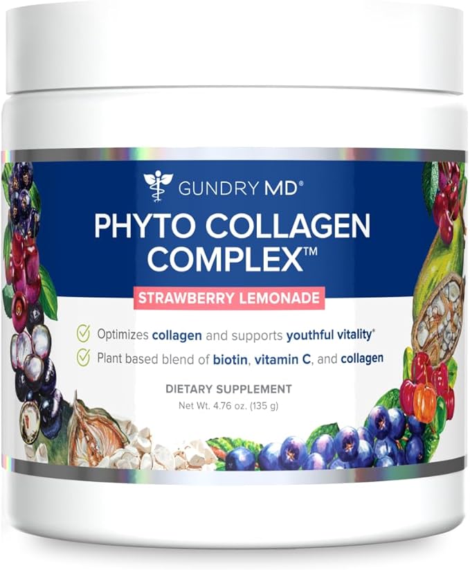 Gundry MD Phyto Collagen Complex Strength Supporting Multivitamin Powder Supplement with Vitamin C Amino Acids and Polyphenols - Strawberry Lemonade (1)