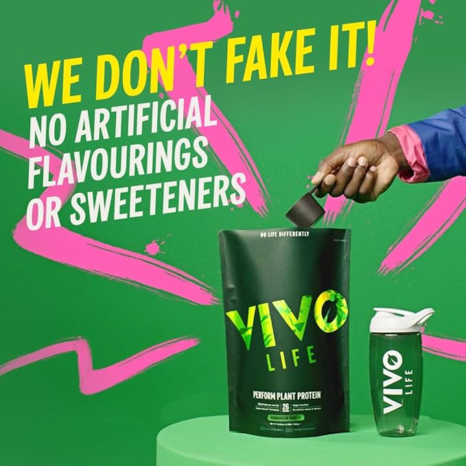Vivo life Perform Plant Protein Powder - Pea &amp Hemp Protein Blend with BCAA (34.85 oz Vanilla)