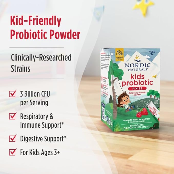 Nordic Naturals Children's Vegan Probiotic Powder Bundle - Baby’s Nordic Flora Probiotic Powder Unflavored - 30 Packets - 4 Billion CFU