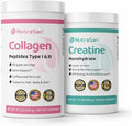 Creatine Monohydrate Powder &amp Collagen Peptides Bundle - Micronized Creatine 5g Serving with Hydrolyzed Type I &amp III Collagen Protein Powder 20g for Fitness &amp Daily Wellness