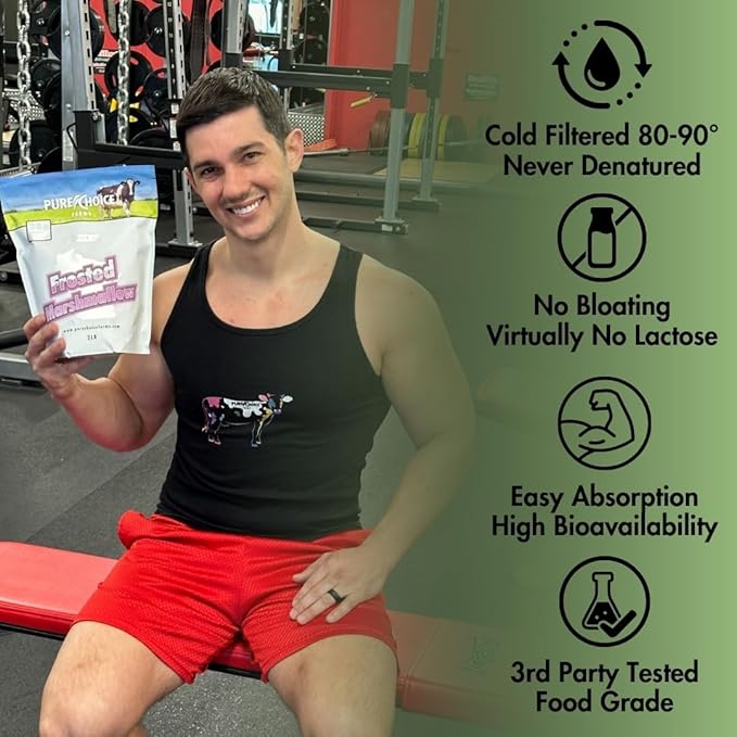 Pure Choice Frosted Marshmallow Whey Protein Isolate Powder 28g Protein Undenatured Whey No Fillers (Frosted Marshallow Whey 2 lb)