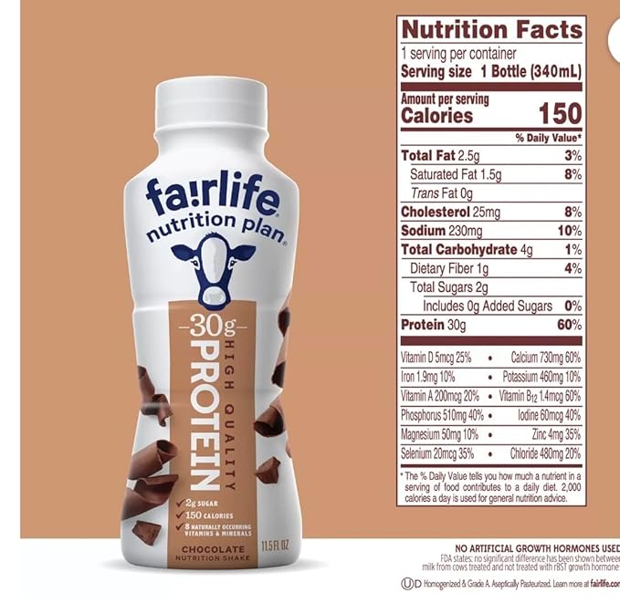 Baxter Expresss Fa!rlife Chocolate Nutrition Plan 30 g Protein Shakes - 12 pack Lactose-Free 11.5 fl. oz. Bottles