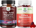 Bundle of Green Coffee Bean Extract for Uric Acid Cleanse &amp Detox - Turmeric Tart Cherry &amp Celery Seed and Fiber Gummies for Adults - Chicory Root with Prebiotic Support for Gut &amp Digesti