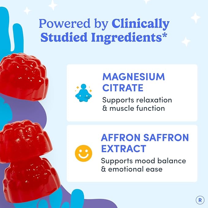 First Day Teens’ Nighttime Reset Calming Magnesium Gummies – Sleep Aid Supports Peaceful Rest Balanced Mood &amp Energy – Supplement with Magnesium Citrate Affron &amp No Melatonin – 60-Day Supply