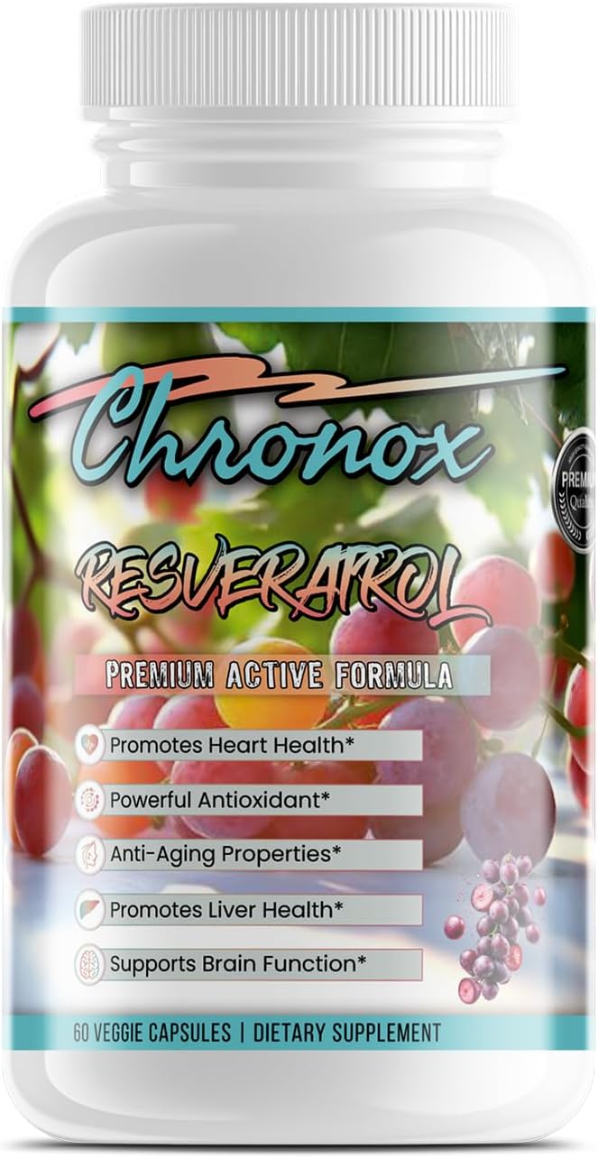 Chronox 600mg Resveratrol Supplement – Plant-Based Antioxidant from Polygonum Cuspidatum – Vegan Non-GMO Gluten-Free – 60 Capsules