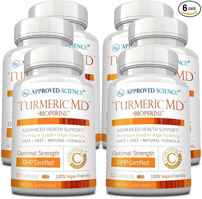 Approved Science Turmeric MD - Turmeric Extract with BioPerine Black Pepper &amp 95% Standardized Turmeric Curcuminoids - 360 Capsules (6 Month Supply)