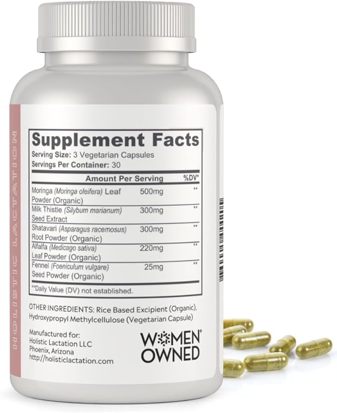 Holistic Lactation® Advanced Lactation Formula (30 Servings) Supplement to Support Milk Supply Contains Organic Moringa and Milk Thistle Extract Fenugreek-Free
