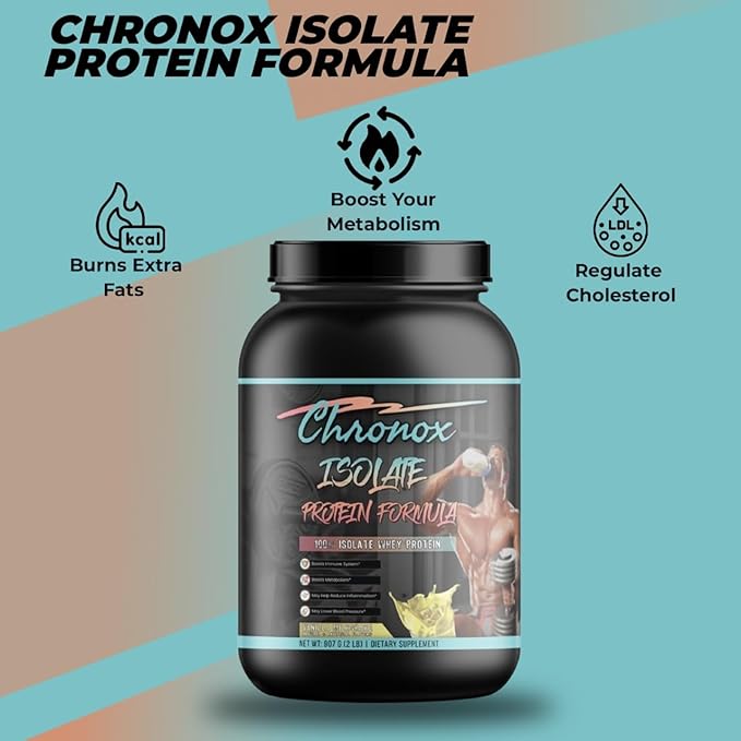 Chronox Isolate Whey Protein Powder - Vanilla Flavor - 2 LB