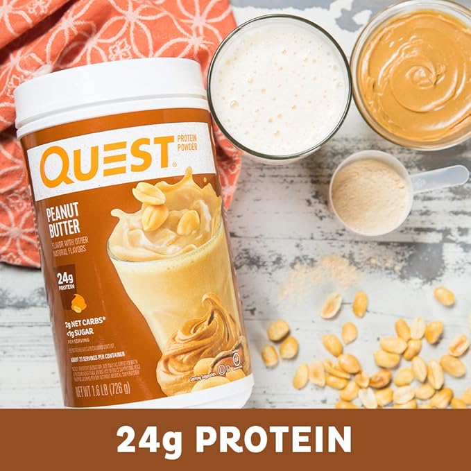 Quest Nutrition Salted Caramel Protein Powder 26g Protein 1g Sugar Low Carb Gluten Free 1.6 Pounds 24 Servings &amp Peanut Butter Protein Powder 23g Protein 1g Sugar Low Carb Gluten Free