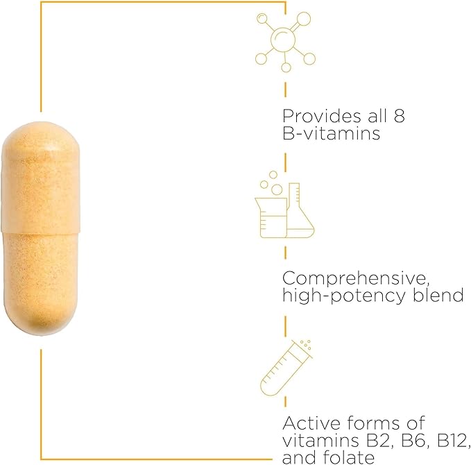 Integrative Therapeutics Active B-Complex - with Choline and Methylfolate - Cellular Energy Immune Function &amp Heart Health Support with Vitamins B2 B6 &amp B12*-Gluten-Free - 120 Capsules (60 S