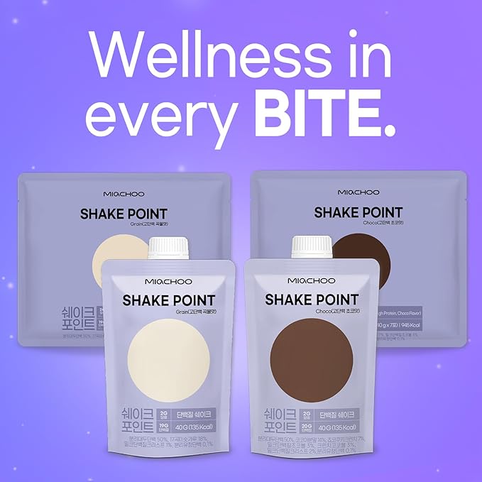 Protein Shake Point Powder - Roasted Grain Flavor (7 Pack) - 1.41oz (40g) Each High Protein Meal Replacement Korean Multigrain Power Drink Individually Portioned for Gym Office &amp Travel