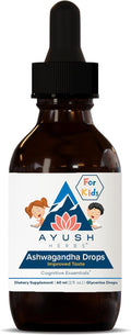 Ayush Herbs Ashwagandha Drops for Kids &amp Adults - Alcohol-Free Ashwagandha Drops Calming Daily Supplement for Calm Focus with Organic Ashwagandha Lemon Flavor - 2 Fl Oz (80 Servings)