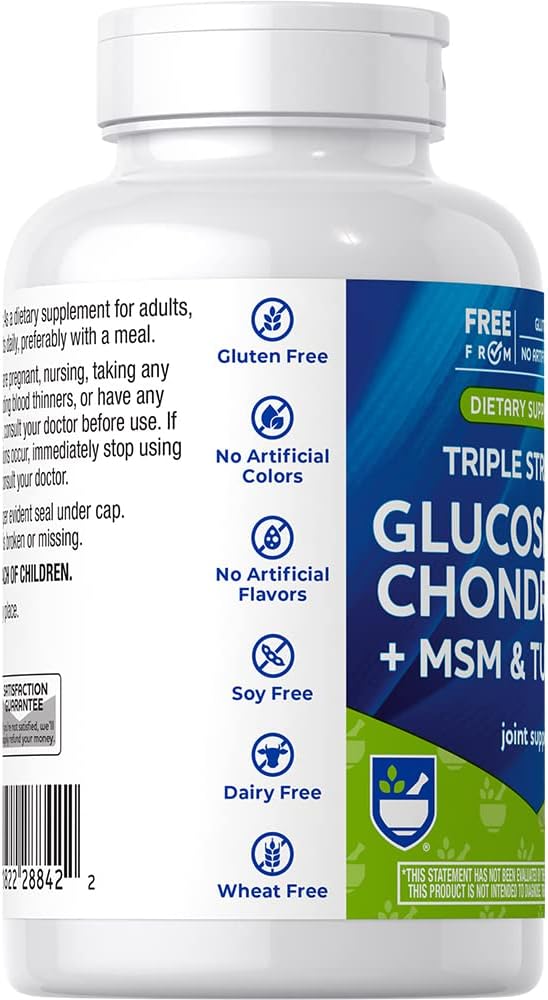 Rite Aid Ts Glucosamine Chon + Msm Caplets 120 Count Supports Healthy Bones and Joints Advanced Formula Non GMO