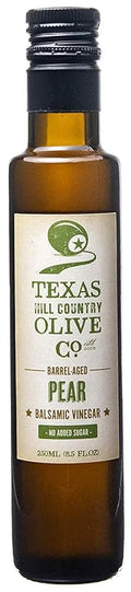 Pear Balsamic Vinegar - Gourmet Barrel Aged Infused Balsamic Vinegar - Great for Dressing Dipping Glazing - No Artificial Flavors or Added Sugar - Made in Texas (8.5 oz)