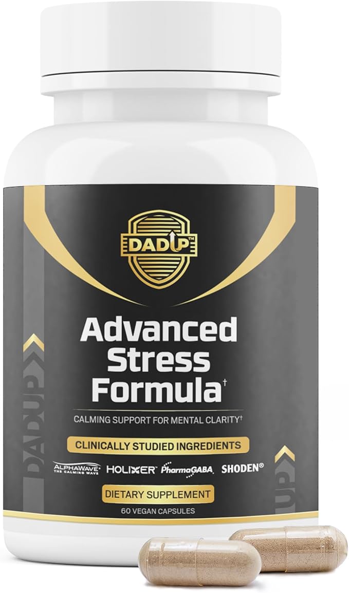 Dad Up™ 5 in 1 Advanced Stress Formula with Holixer Holy Basil Shoden Ashwagandha AlphaWave L-Theanine 60 Vegan Capsules
