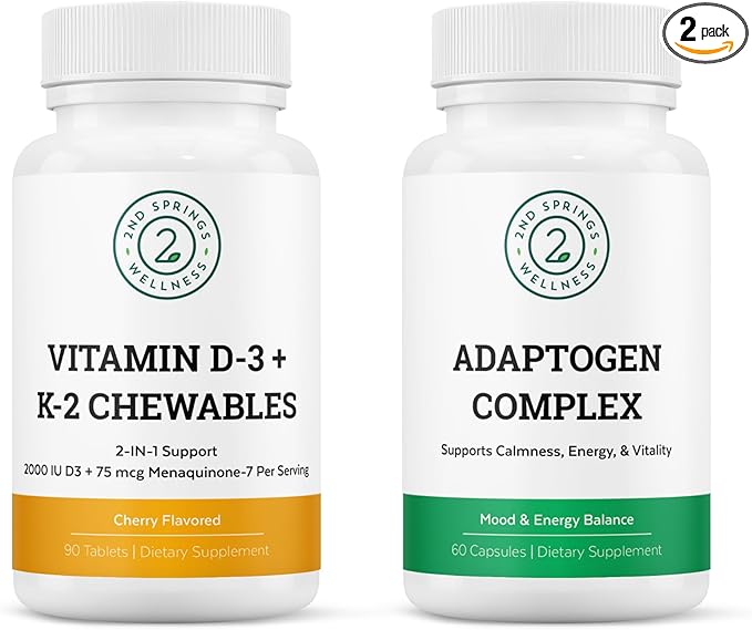 Adaptogen Complex &amp Vitamin D3+K2 Chewables Bundle