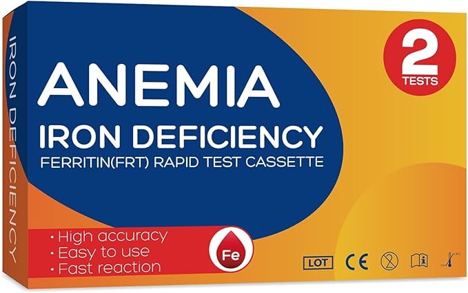 Iron Deficiency Test Kit at-Home Iron Test kit for Anemia. 2-Pack for Quick Response and Accurate Results. Suitable for Both Men and Women.