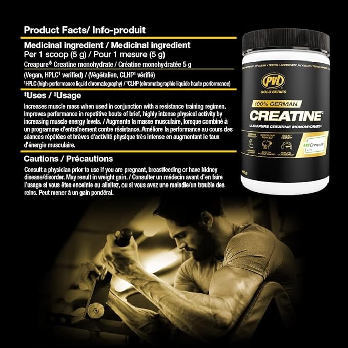 PVL Creapure Creatine – 100% Pure German Creatine Monohydrate Powder-Pharmaceutical Grade Muscle Building Supplement for Strength Training Pre Workout &amp Post Workout Protein Support–410g 82 Servi