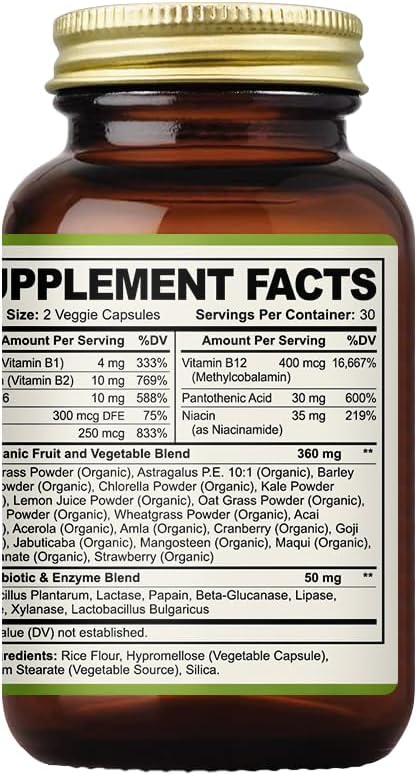 Vitamin B Complex-Vitamin B Supplement-Promotes Immune Health-60 Veggie Capsules