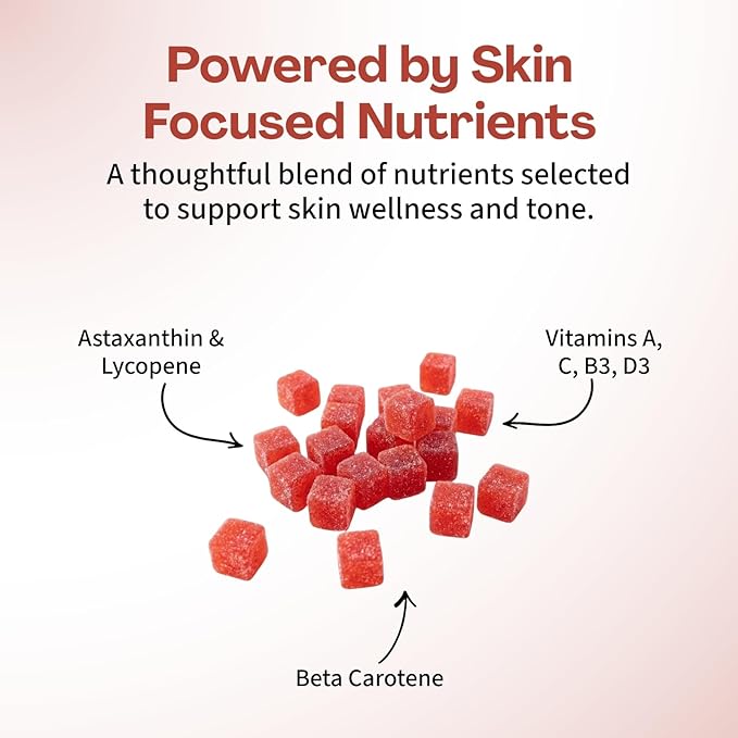 Daily Tanning Gummies – Natural Sunless Tanning for Women with Astaxanthin Lycopene &amp Beta Carotene – Antioxidant Rich Boosts Melanin – Watermelon Flavor – 60 Chewables