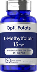 Carlyle L Methylfolate 15mg | 120 Capsules | Value Size | Max Potency | Optimized and Activated | Non-GMO Gluten Free Supplement | Methyl Folate 5-MTHF | by Opti-Folate