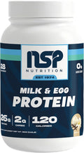NSP Nutrition Milk &amp Egg Protein Powder | 26g Protein | 28 servings | perfect for sensitive stomachs | no bloating | build muscle | protein for sensitive stomachs French Vanilla