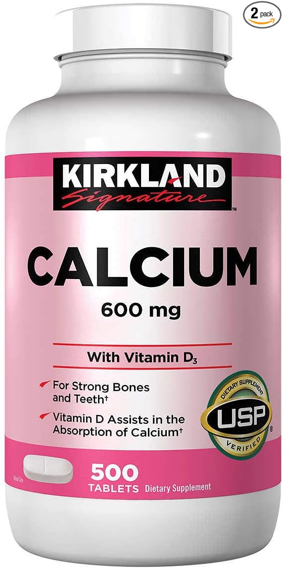 Kirkland Signature Calcium 600 mg. with Vitamin D3 500 Tablets (2 Pack)