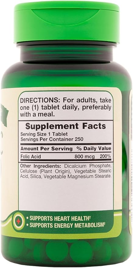 Nature's Truth Folic Acid 800 Mcg 250 Tabs 250 Count (Pack of 3)