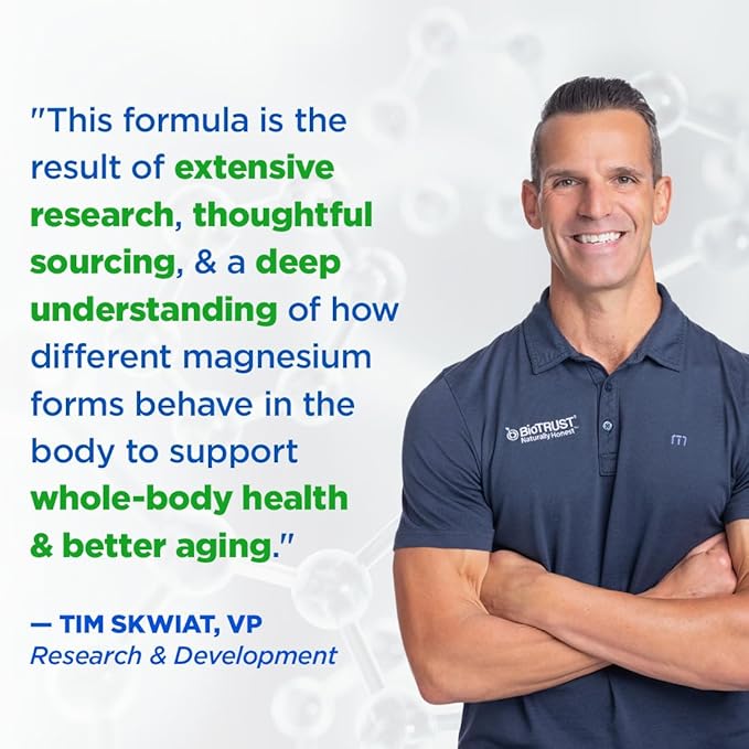 BioTrust Multi Magnesium Complex - High-Absorption 7-in-1 Supplement with Glycinate Malate Citrate Taurate Sucrosomial &amp More for Relaxation Focus Muscle Support - B6 &amp L-Theanine 60 Ca