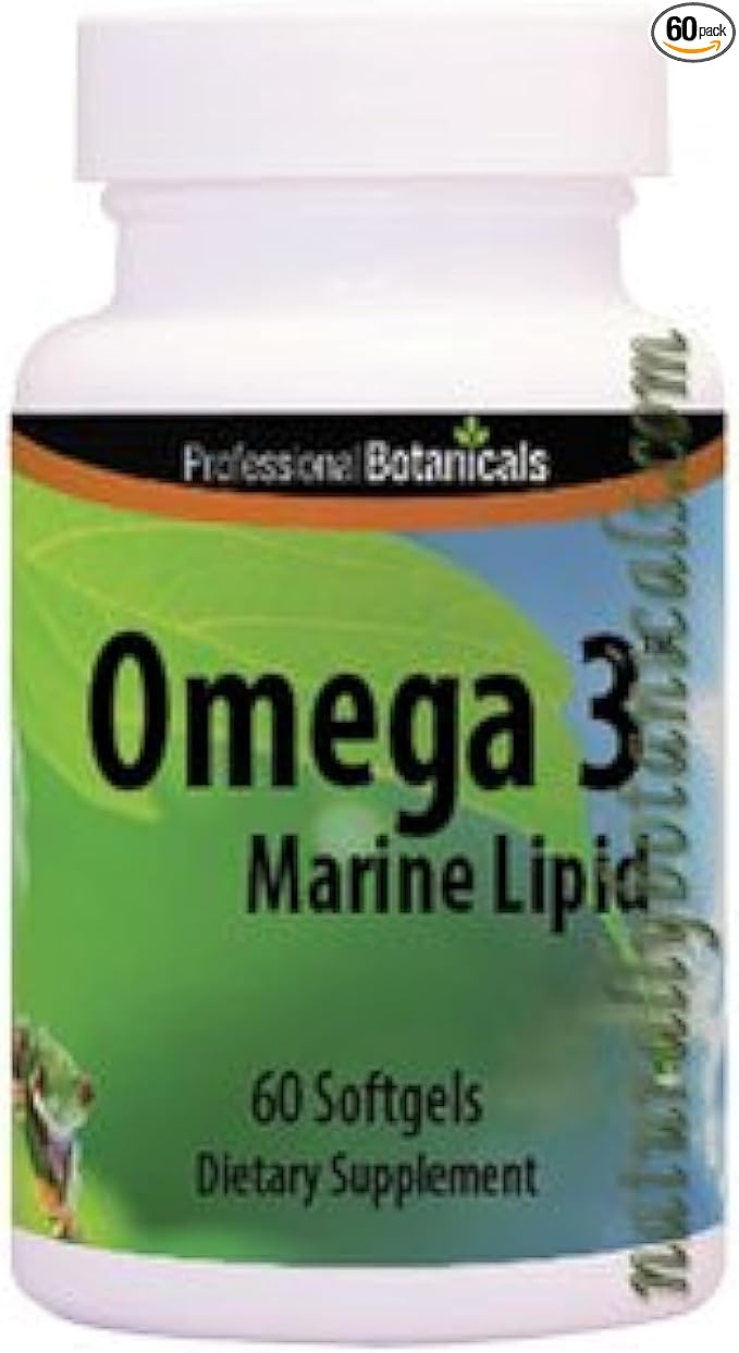 Professional Botanicals - Omega 3 Marine Lipid EPA (Eicosapentaenoic Acid) (900 mg) DHA (Docosahexaenoic Acid) (600 mg) Vitamin E (D-Alpha Tocopherol) (3mg) - 60 Soft Gels