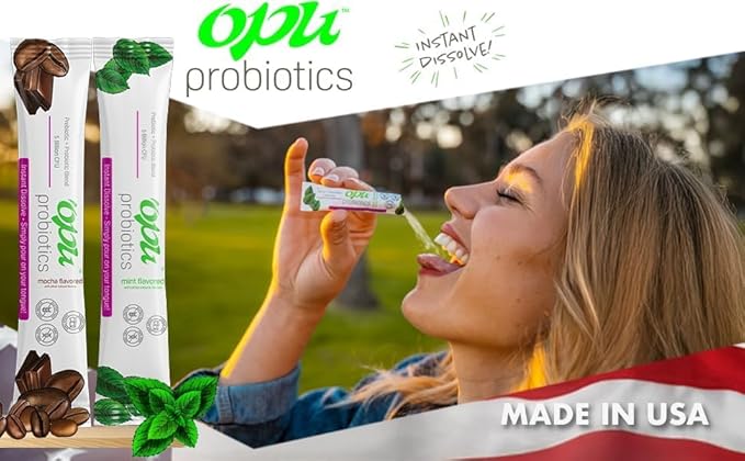 'Opu Probiotics Mint Instant-Dissolve - One Month Supply - 5 Billion CFU's - Men Women &amp Children w/Prebiotics Digestive Immune Support Sugar Free Gluten Free Non GMO