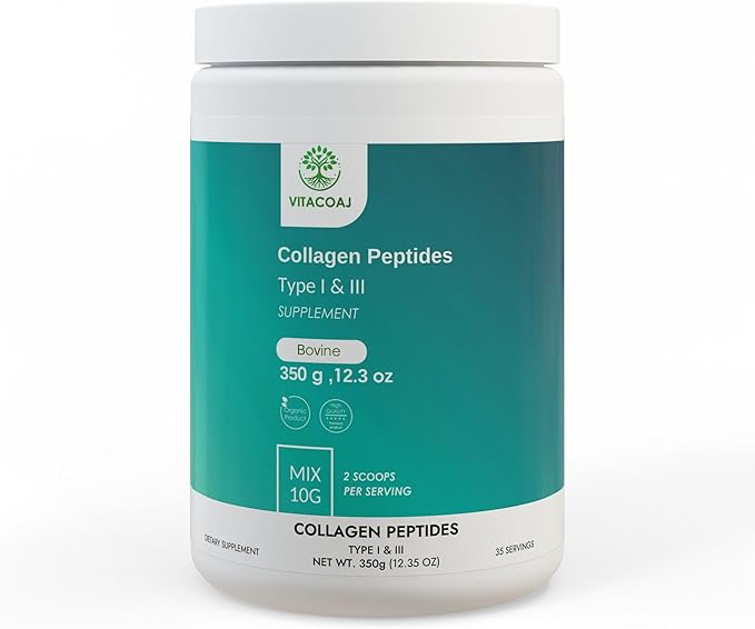 Vitacoaj Collagen Peptides Type I &amp III Supplement Bovine 12.3 oz