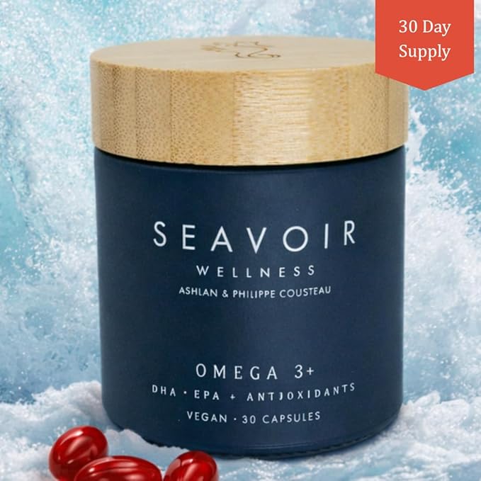 Wellness Omega 3 Algae-Based Supplement with DHA/EPA &amp Astaxanthin Fish Free &amp Vegan with Algae Oil Absorbable Plant Based Omega 3 Plastic Free by Ashlan &amp Philippe Cousteau