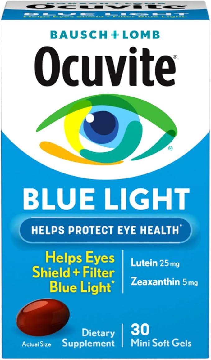Bausch + Lomb Ocuvite Blue Light Lutein 25mg Lutein &amp Zeaxanthin Supplement 30 Softgels (Pack of 2)