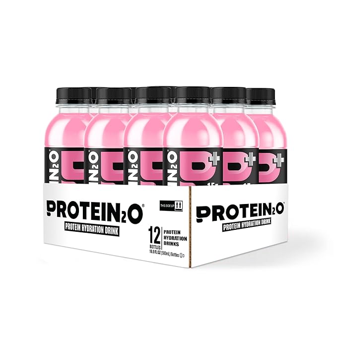 Protein2o 15g Whey Protein Isolate Hydration Drink Plus Energy &amp Focus 350mg of Electrolytes Vitamins B5 &amp B6 Sugar Free Cotton Candy 16.9 oz Bottle (Pack of 12)