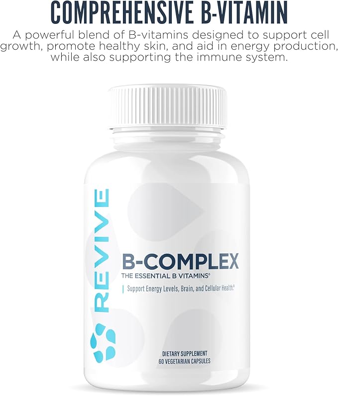 Revive MD Vitamin B Complex Capsules for Men &amp Women – Supports Heart Health Energy &amp Immune System – Vitamin B12 Complex Promotes Healthy Brain Function &amp Overall Wellness (60 Servings)